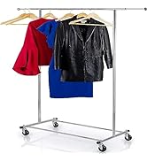 HOME IT Clothes Rack Heavy Duty Commercial Grade Chrome Clothes Rail for Clothing, Garment Rack A...