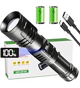GZGLUZ Rechargeable LED Flashlights High Lumens,10000mAh High Powered Waterproof Brightest Flashl...
