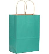 qiqee 32-Packs Mint Green Paper Gift Bags with Handles Bulk 8.26"×6"×3.15" Small Size Gift Bags M...