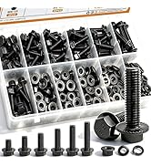 mankk 248PCS Metric Flange Hex Bolts and Nuts Kit M6x1.0 Bolt (12mm to 35mm) Grade 10.9 Black All...