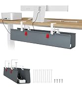 Univivi No Drill Under Desk Cable Management Tray, 28 inch Cable Management | Clamp/Screw Mount C...