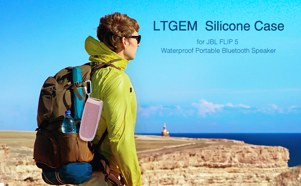 LTGEM Silicone Case for JBL FLIP 5 Waterproof Portable Bluetooth Speaker with Extra Carabiner