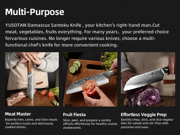 Damascus kitchen knife