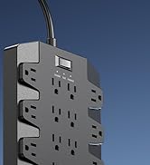Power Strip, SUPERDANNY Surge Protector with 22 Outlets, 2 USB-C and 4 USB-A, 2100J, 6.5Ft Flat P...