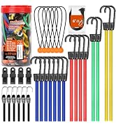 HORUSDY 31-Piece Premium Bungee Cords Assortment Jar, Includes 10”,18”,24”,32”,40” Bungee Cords, ...