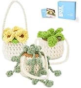 CROCHET BOX Crochet Kit for Beginners: 3PCS Hanging Potted Plant Crochet Kit, Learn to Crochet Ki...