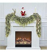 6 FT Christmas Cedar Garland, Real Touch Soft & Thickness Greenery Pine Garland for Mantle Table ...