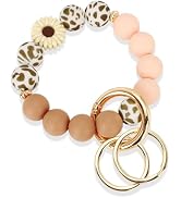 WEESMILE Silicone Key Ring Bracelet, Cute Keychain Wristlet with 2 Key Rings, Elastic Car Key Hol...