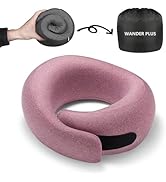 WANDER PLUS Travel Pillow, 100% Pure Memory Foam Travel Neck Pillow Airplane Neck Support Ergono...