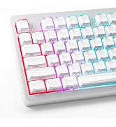 HITIME XVX Keycaps, Crystal Jelly Keycaps 75 65 60 100 Percent, White Custom Side Printed Key cap...
