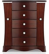 RR ROUND RICH DESIGN Jewelry Box - Made of Solid Wood with Tower Style 4 Drawers Organizer and 2 ...