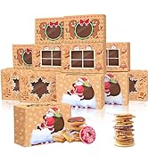 DeckTheHalls 12 PCS Christmas Cookie Boxes with Window, Holiday Cookie Boxes for Gift Giving, Xma...