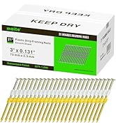 meite Framing Nails, 21 Degree 3" X 0.131", Round Head Galvanized Nails (1,000 Counts) Smooth Sha...