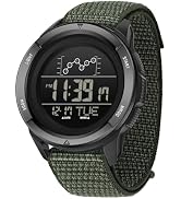 Gosasa Men's Digital Sports Watch with Velcro Buckle, Military Style Nylon Strap, Waterproof 5ATM...