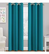 Turquoize Teal Blackout Curtains Themal Insulated Grommet/Eyelet Top Blackout Curtain Drapes for ...