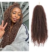 ADIASAI Marley Twist Braiding Hair 24 Inch 3 Packs, Dark Brown Cuban Twist Hair Afro Kinky Curly ...