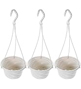 DOITOOL Plastic Hanging Planter Pot with Hooks 3Pcs Indoor Outdoor Hanging Flower Pots for Chloro...