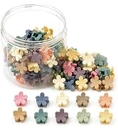ADIASAI 100PCS Mini Flower Hair Clips, Colorful Small Hair Clips Cute Mini Claw Clips Jaw Clips H...