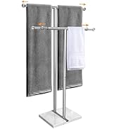 Kayfia 40" Standing Towel Rack with Weighted Marble Base, Width Adjustable & Taller Bathroom Towe...