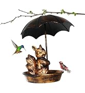 Squirrel Proof Bird Feeder for Outdoors – Metal Hanging Wild Bird Feeder with Cute Squirrel & Umb...