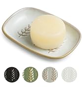 Miamolo Soap Dish Bar Cleaner Dish for Shower, Ceramic Soap Dishes for Bar Shampoo or Sponge, Sho...