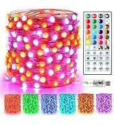 BrizLabs USB Color Changing Fairy String Lights, 33ft 100 LED Orange Purple Halloween Fairy Light...