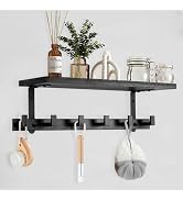 Vanloory Coat Rack Wall Mounted with Shelf, Heavy Duty Wall Hooks with Wood Shelves Coat Hooks fo...
