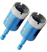 Diamond Core Drill Bit 25mm,BRSCHNITT 2pcs 1 Inch Diamond Hole Saw Drill Bit for Porcelain Tile C...