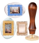 YOLAKIS Frame Wax Seal Stamp 3D Embossed with Rosewood Handle Vintage Floral Photo Frame Wax Stam...