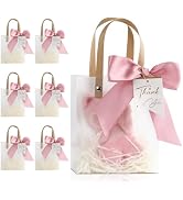 12 Pack Small Clear Plastic Gift Bags with Handles,5.12x2.76x5.91 Inch Party Favor Bags with Ribb...