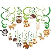 Kristin Paradise 30Ct Woodland Animals Hanging Swirl Decorations, Forest Friends Birthday Party S...