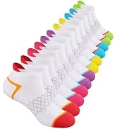 Comfoex 12 Pairs Girls Socks Ankle Athletic Socks Cotton Sports Socks With Cushioned Sole For Big...