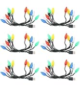 ULTECHNOVO LED Christmas Lights Phone Charging Cable, 6 Pcs USB and Bulb Charger Colorful Decorat...