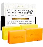 VALITIC Kojic Acid and Turmeric Soap Bars Set - Dark Spot Remover for Face and Body, Anti-aging H...