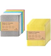 The EcoGurus Swedish Dishcloths - 20 Pack (Assorted & Yelliow), Multi-Surface, Eco-Friendly, Reus...