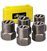 Topec 5-Piece Heavy Duty Nut Bolt Remover set, 1/2” Drive Impact Extractor Set, Perfect Tool Kit ...