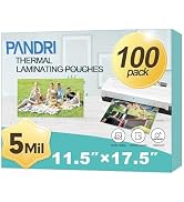 Laminating Sheets, PANDRI 100 Pack Thermal Laminating Pouches Holds 11 x 17 Inch, 5 Mil Plastic L...