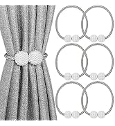 Melaluxe 6 Pack Magnetic Curtain Tiebacks, Decorative Curtain Holdbacks for Window Décor (Grey)