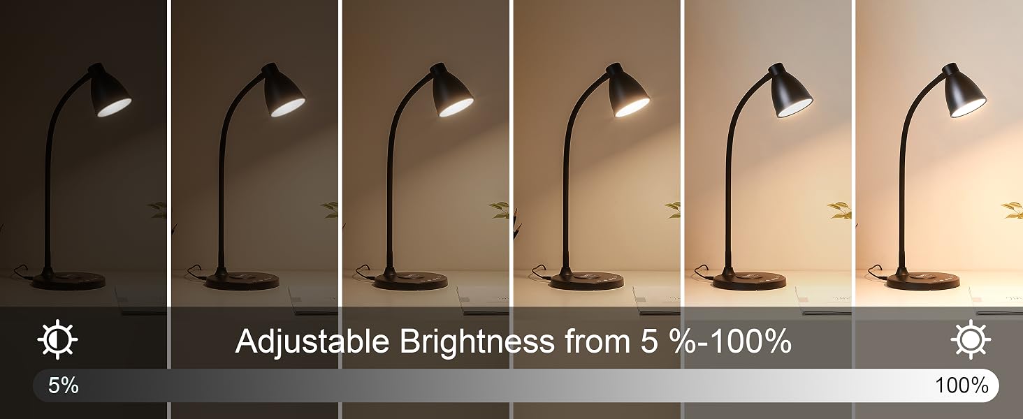 Desk Lamp for Home Office LED Desk Light USB Charging Ports Bedside Table Lamp for College Dorm Room