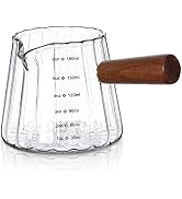 Joeyan 6 oz Glass Measuring Cups with Spout,Borosilicate Glass Triple Pitcher with Scale,Origami ...