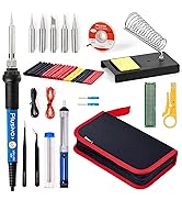 Soldering Iron Kit - Soldering Iron 60 W Adjustable Temperature, Solder Wire, Tweezers, Soldering...