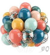 Zesliwy Boho Rainbow Balloons,50pcs 12inch Assorted Colors Retro Orange Yellow Blue Balloon Teal ...