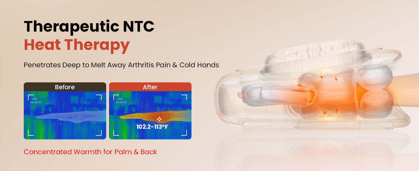 professional hand massager for arthritis and carpal tunnel with heat and compression UL certified