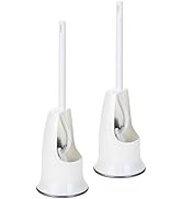 Ryhiac 2 Pack Curved Toilet Bowl Brush with Holder for Bathroom, Compact Toilet Brush Durable Und...