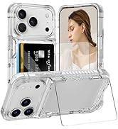 AFGHOA for iPhone 17 Pro Max 6.9 Case Wallet with Kickstand, 4 Cards Holder Clear Case for Women ...
