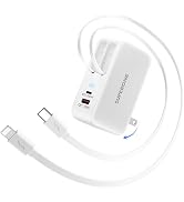 SUPERONE Retractable Charger with Dual USB Ports, 78W Retractable Wall Charger with USB C and App...