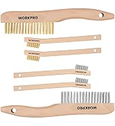 WORKPRO Wire Brush Set, 6 Pcs Brass/Stainless Steel Wire Scratch Brush Set, Small Large Size with...