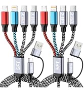 Dual USB-C 4IN2 Multi Charging Cable, USB C Cable for iPhone Series 5FT | USB C iPhone Charger Co...
