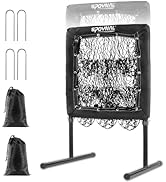 9 Hole Baseball Net, Pitching Net with Strike Zone - Adjustable Height Baseball & Softball Traini...