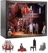 Joibabe Dark Style DIY Miniature House,LED Lighting Book Nook Kit Dollhouse Kit for Adult and Tee...